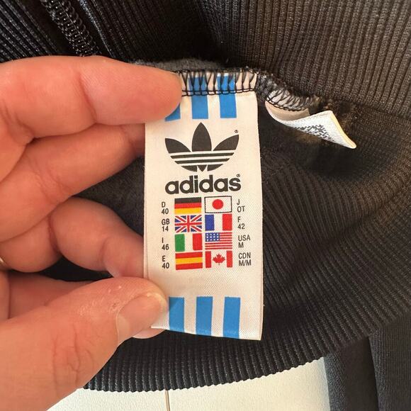 Adidas Y2K Zip Up Hooded Jacket Size M Striped Sleeves Trefoil Logo Black White - Picture 14 of 15